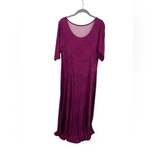 Soft Surroundings Purple Paisley Flowy Half Sleeve Boho Midi Dress Medium